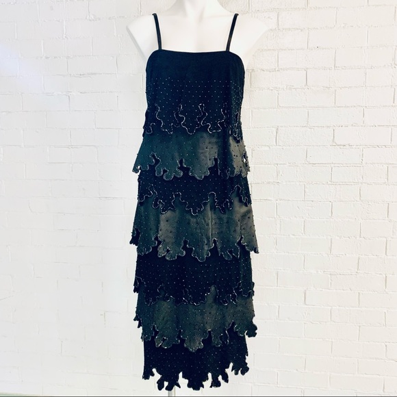 Vintage Dresses & Skirts - Vintage Tiered Leather Midi Dress